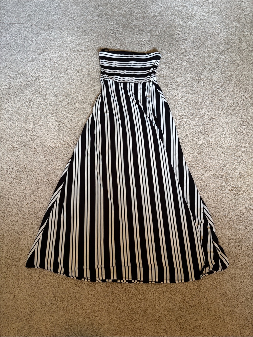 Banana Republic Black and White Striped Maxi Dress